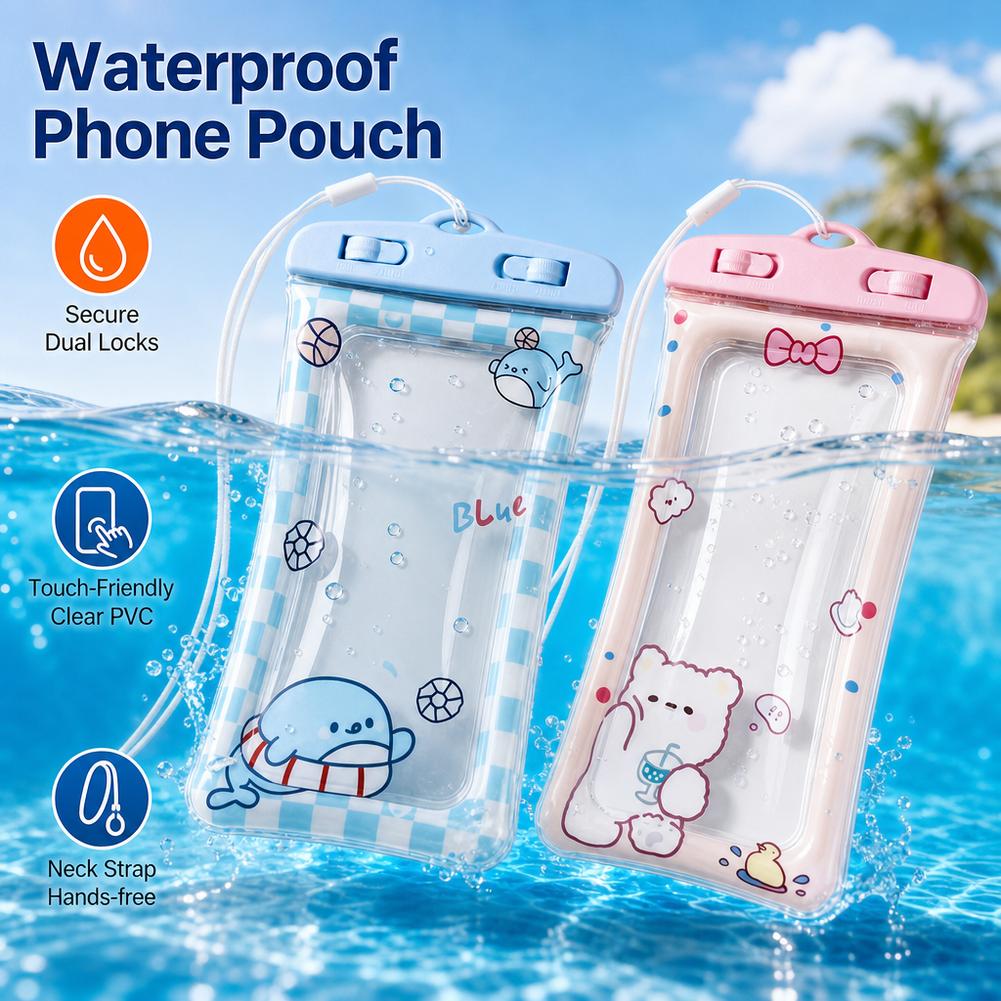 Dry Bag Waterproof - かわいいクマ防水電話ケース透明水中ドライバッグタッチスクリーンユニバーサル水泳漂流ポーチ