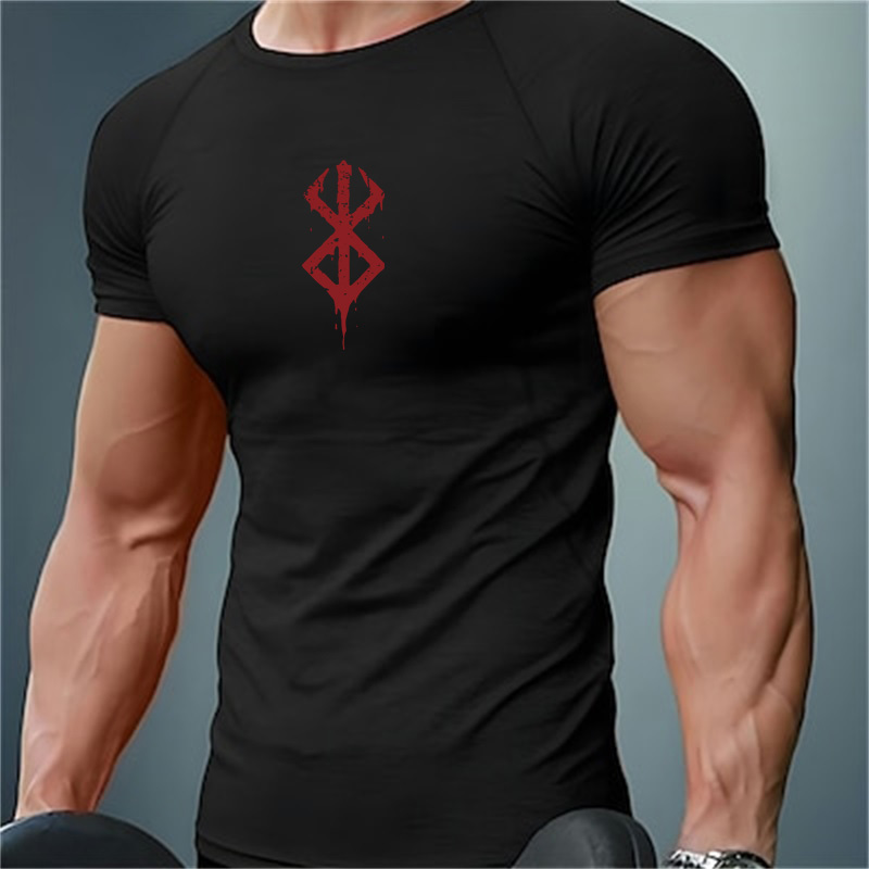 Rash Guard - メンズプリントコンプレッションシャツ夏半袖ラッシュガードジムワークアウトTシャツアスレチック速乾ベースレイヤーアンダーシャツトップス