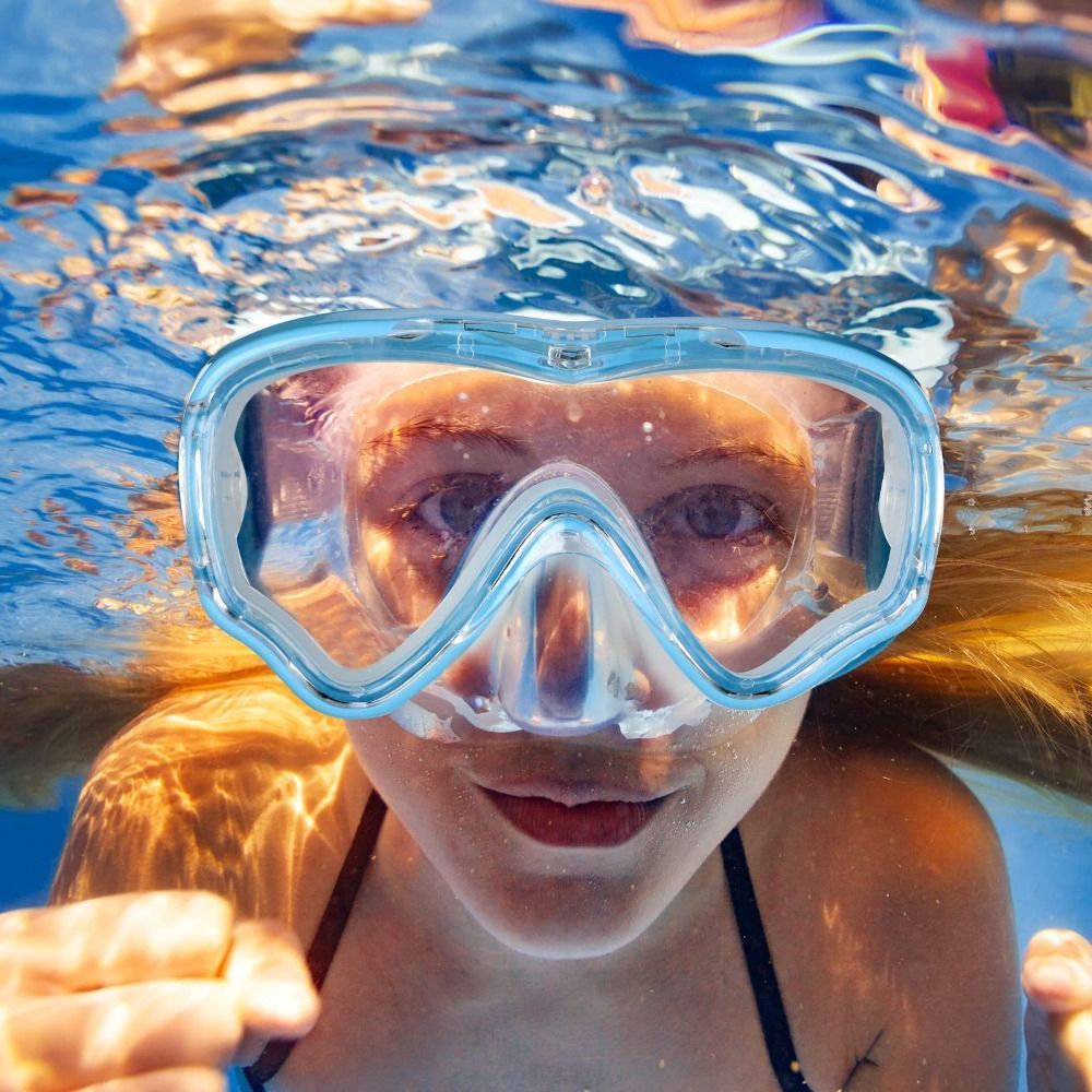 ユニセックスPCガラス製子供用水泳ゴーグル、ノーズカバー付き - Diving Mask のレビューと価格
