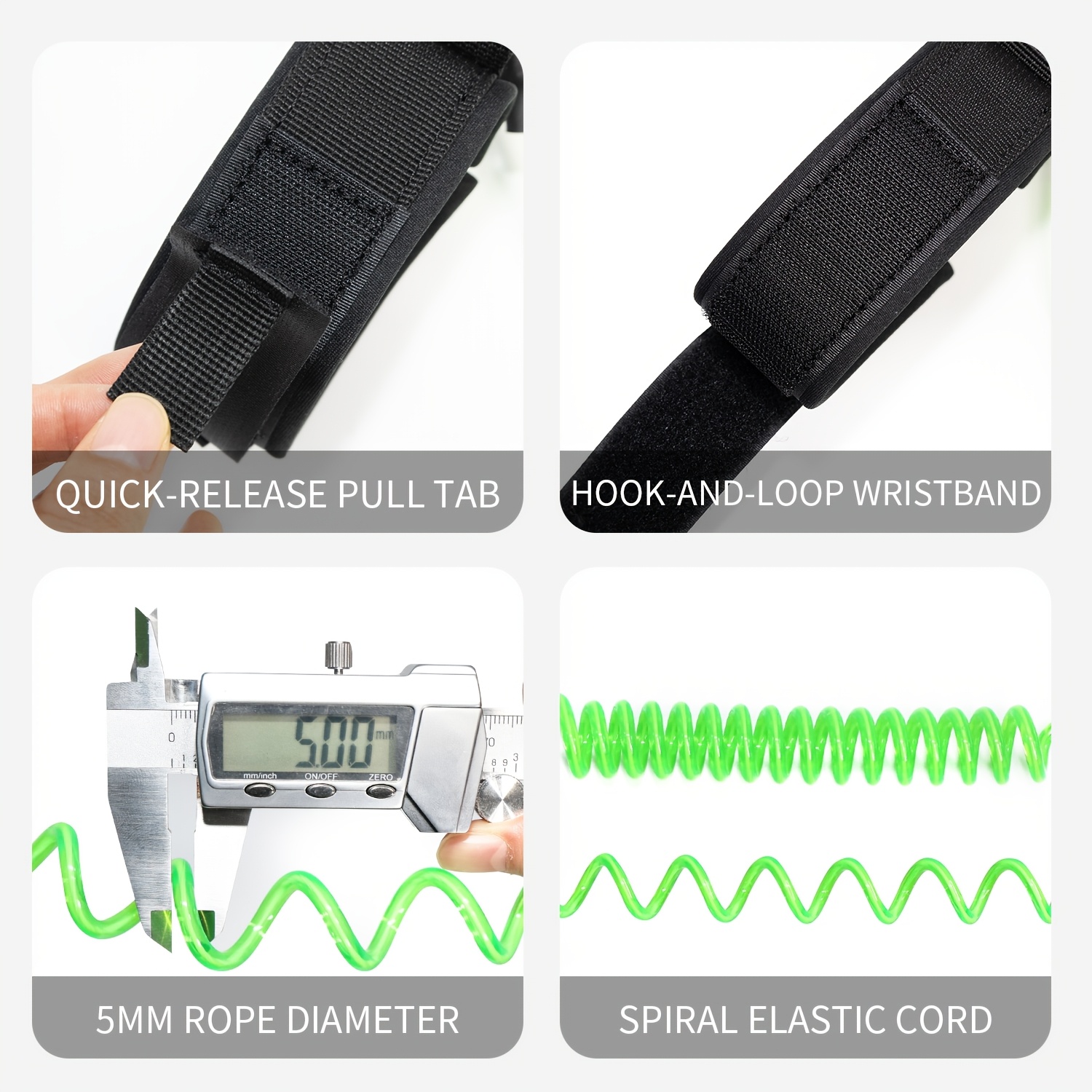 KOETSU ボディボードリーシュ、5mm TPU コイル状 - Surfboard Leash のレビューと価格