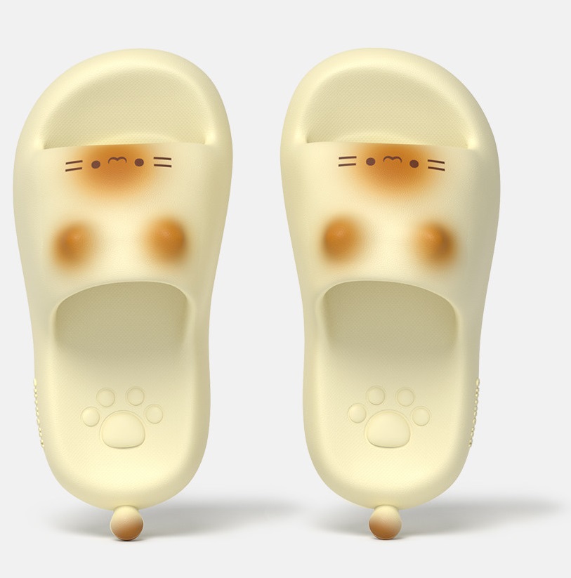 新しい可愛い3D黒猫の足型スライドサンダル レディース ソフ - Water Shoes のレビューと価格