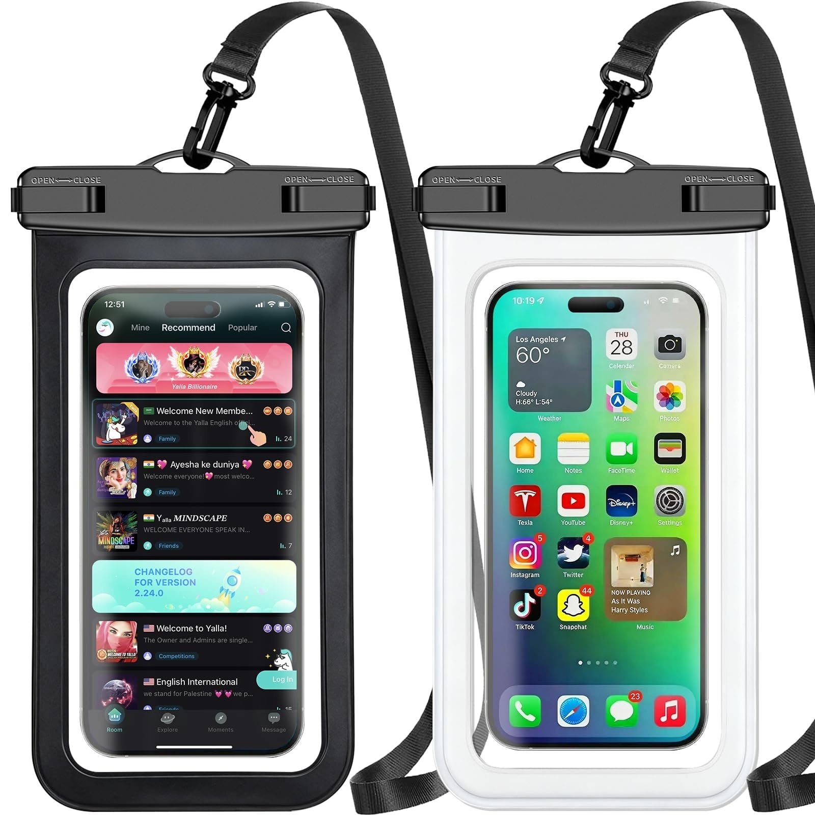 防水スマホポーチ、2個セット、黒と白の防水スマホケース、携帯 - Dry Bag Waterproof のレビューと価格