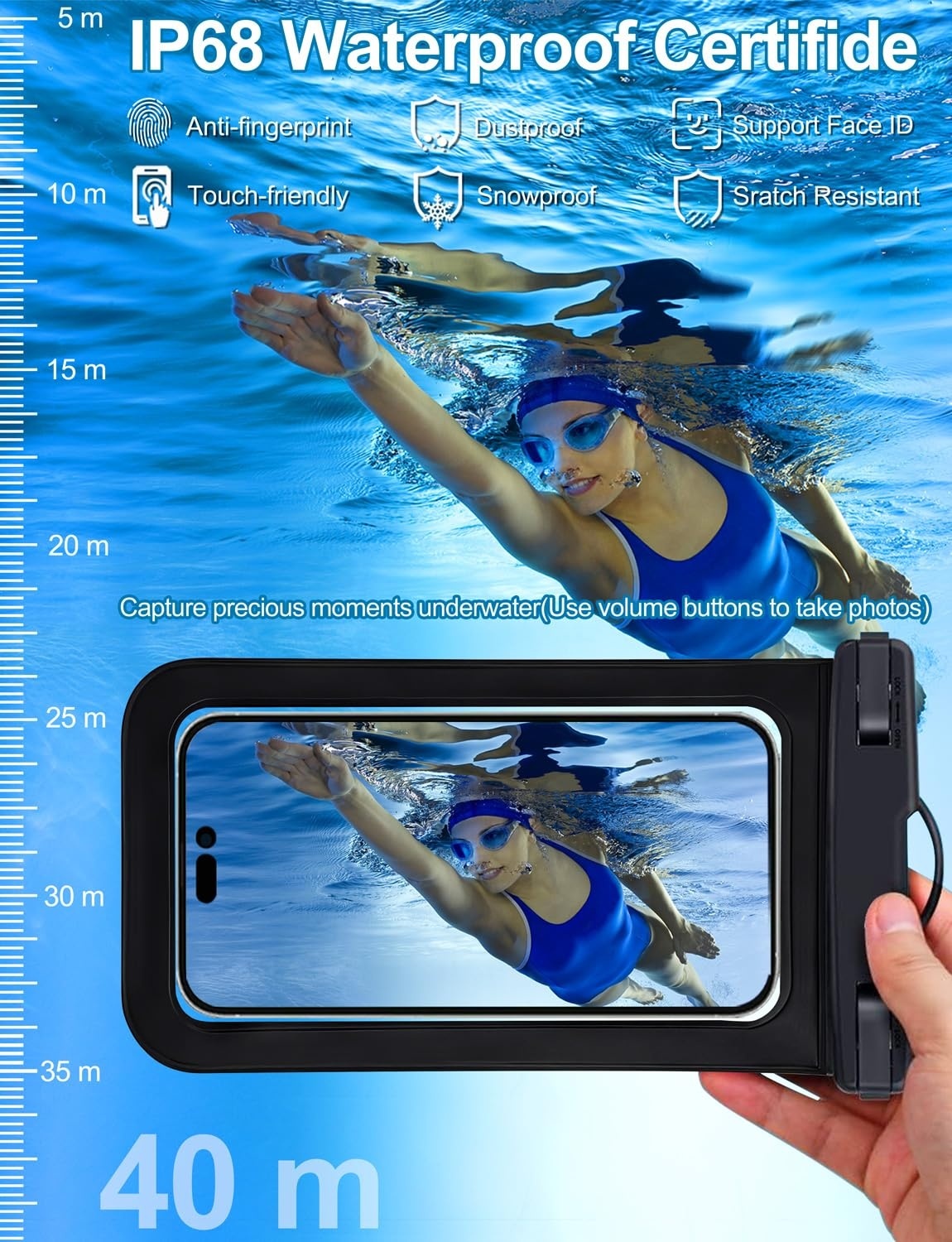 防水スマホポーチ、2個セット、黒と白の防水スマホケース、携帯 - Dry Bag Waterproof のレビューと価格